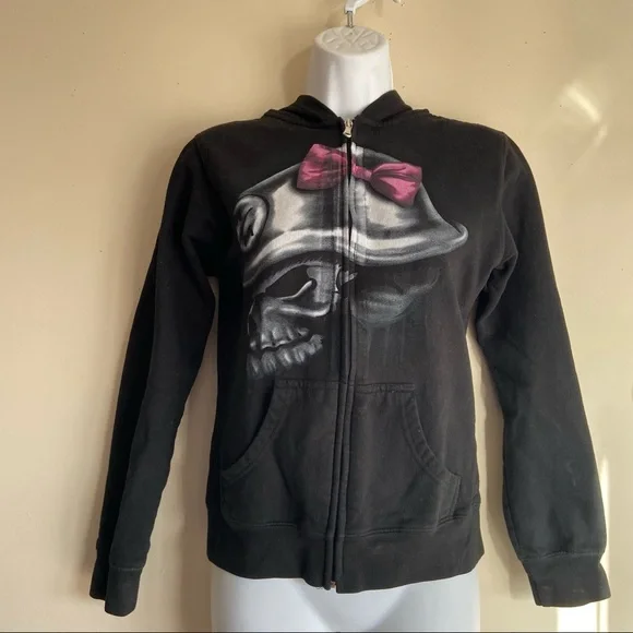 Metal Mulisha Jackets Coats Metal Mulisha Skull Pink Bow Zip